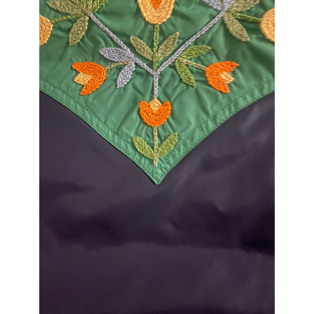 Vintage Frostline Kit Down Puffer Jacket Embroidered Floral Boho Size Small Blue - Picture 6 of 10
